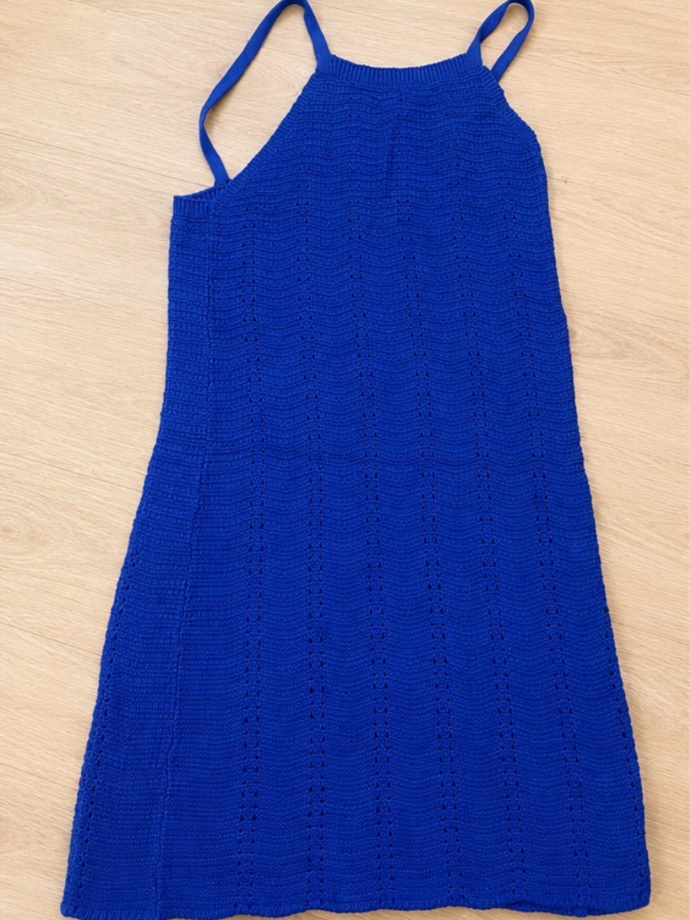 Blue/purple Crochet Knit Spaghetti Strap Dress